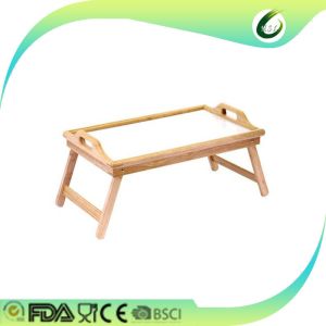 China Natural solid wood bed tray with melamine surface and foldable legs on sale