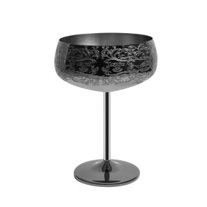 14 Oz Etching Martini Cocktail Glasses Black Plated Stainless Steel
