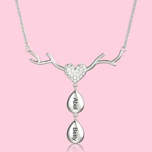 50cm Chain 304 Stainless Steel Deer Necklace With Nameplate Pendant