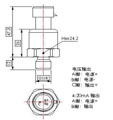 4-20ma pressure sensor,0.5-4.5V pressure transmitter ,0-5v pressure transducer HPT-12