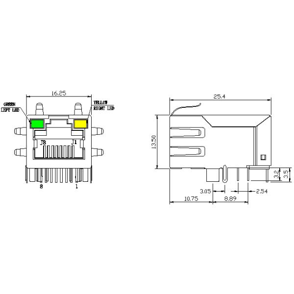 ALLIED AR11-3720I Magnetic RJ45 Jack Single Port 10/100 Base-T