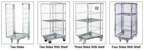 Galvanized Metro Wire Security Carts Lockable, Material Store Nestable Roll Cage