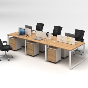 Quality Melamine Board Office Workstation Desks Furniture 6 Seater 3600mm for sale