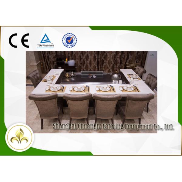 Rectangular Stove Top Teppanyaki Grill Japanese Hibachi Table With Ventilation System