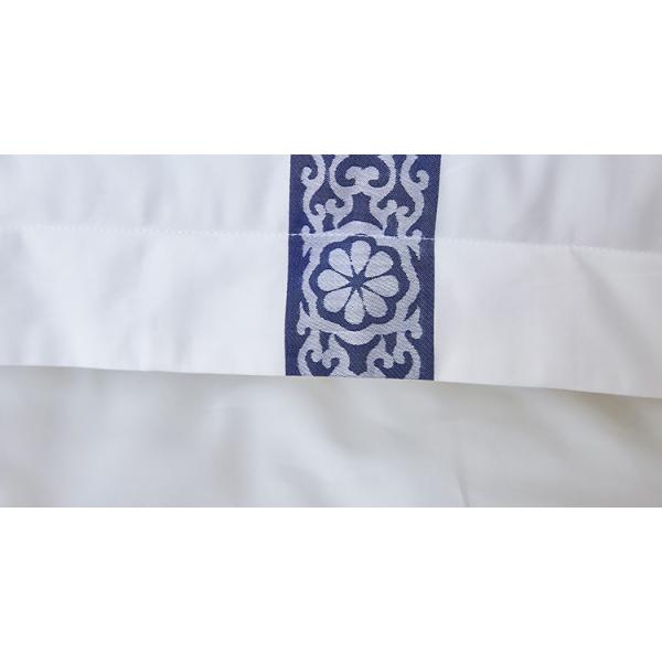 Two - Tone Jacquard Duvet Cover Set , Hotel Bed Linen 100% Cotton White Blue