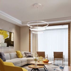 Metal Acrylic Aluminum Modern Pendant Light LED Ring Chandeliers Simple