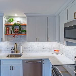 American Popular Modern Apartment Furniture L Shape White Thermofoil Kitchen