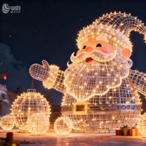 Large-Scale 3D Outdoor Decorative Santa Claus Lighting Installations for Holiday
