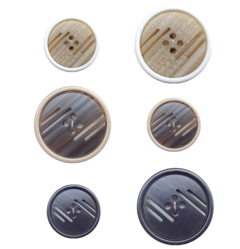 Fine edge resin brushed button with slot decorative for mink coat windbreaker button