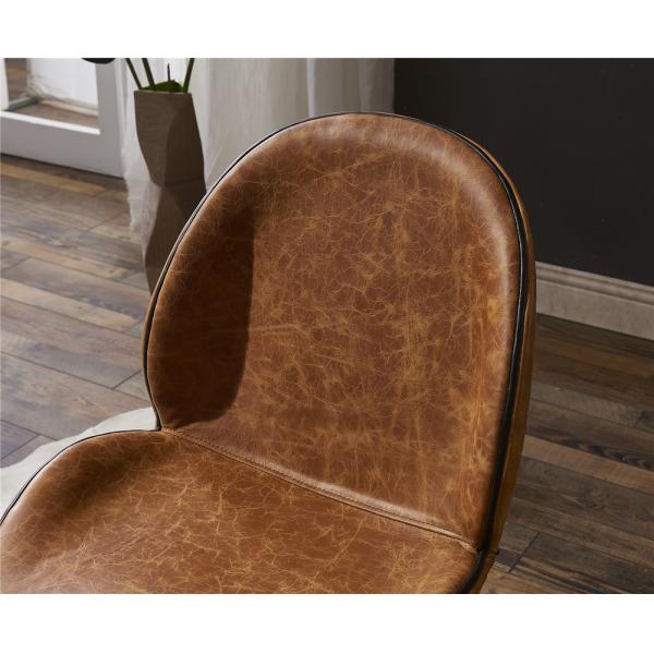 Beautiful Looking Leather Leisure Chair Black Matte Paint Metal Legs Room Decoration