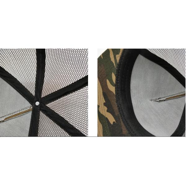 Embroidered Flat Bill Mesh Trucker Hats For Camping Camouflage Twill Waxed Mesh