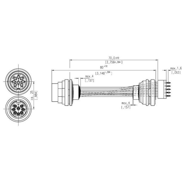 Antenna 8pin AISG RET Cable With M16 Circular Connectors