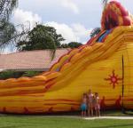 Commercial Blue Huge Inflatable Slides Logo Printing Wild Rapids 24ft Dual Lane