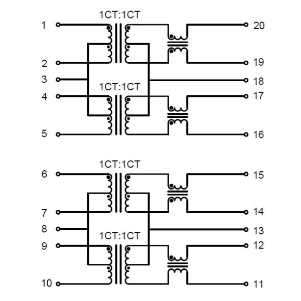 Lan Ethernet Magnetic Transformers H2001DG / H2005DG 350uH With 8mA DC Bias