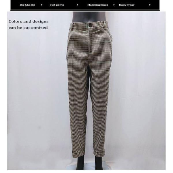 Breathable Casual Women Yarn Dyed Checkered Suit Pants