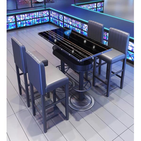 Modern Indoor Kitchen Barstool Chair Straight Back In Black Leather