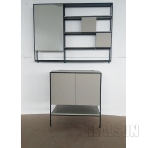 European Style Wall Mounted Modern Bathroom Vanity Cabinets With Tempered Mirror