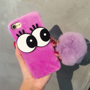 Plush+PC DIY Big Eyes Seto Rabbit Hairball Strap Fluff Back Cover Cell Phone