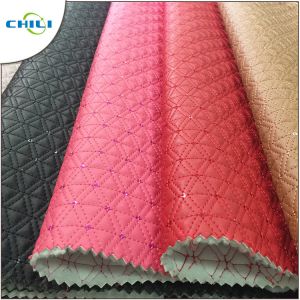 China Best Price glitter Synthetic pu embroidered Shoe Leather on sale