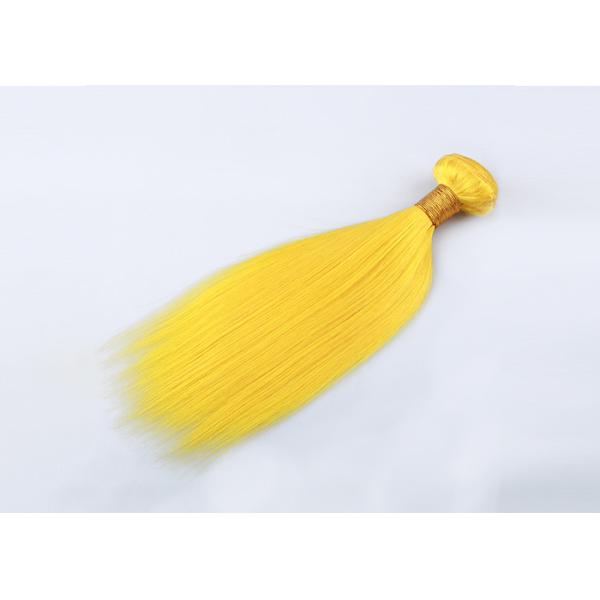 Customized Yellow Silk Straight 100% Human Hair Extensions Long Lasting Cuticle Aligned