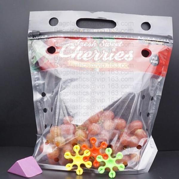 Buy Flat Bottom Fresh Fruit Vegetable Plastic Packing Bag, Dried Cherry Pouch, Supermarket Grape Packing Bag at wholesale prices