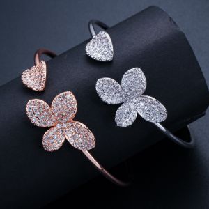 Fashion Flower Bracelet Shining CZ Crystal Bracelet CZ Bracelets Woman Bangle
