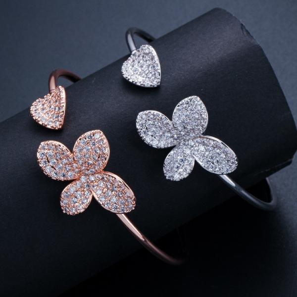 Fashion Flower Bracelet Shining CZ Crystal Bracelet CZ Bracelets Woman Bangle for Women Wedding Party Jewelry