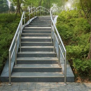 Non-Slip Stainless Steel Handrails for Sloped Pathways