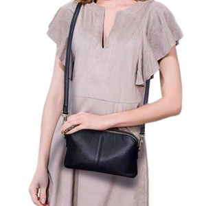 2025 New Fashion Korean-Style Phone Handbag Black PU Leather Shoulder Bag