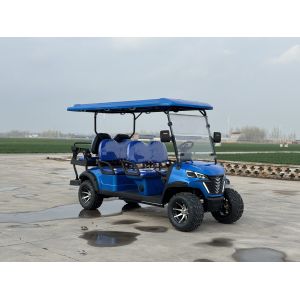 Blue 4+2-Seater Electric Off-Road Luxury Golf Cart Lithium Battery Equipped With 14-Inch Off-Road Tires Customizable color and LOGO
