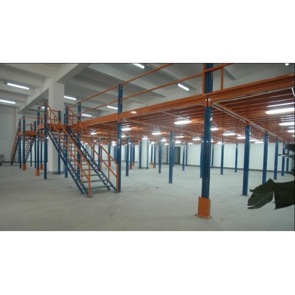 Buy Freestanding Metal Industrial Mezzanine Platform Blue Upright Fixed Mobility at wholesale prices