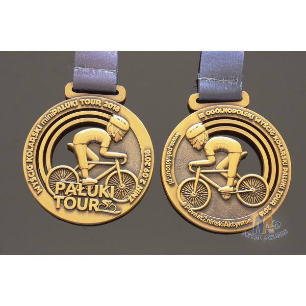 Bike Sports Marathon Finisher Metal Award Medals Imitation Antique Gold Plating