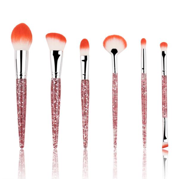 Buy Fashion Cosmetic Makeup Brush Set 6 Pcs with star glitter inside the handle at wholesale prices