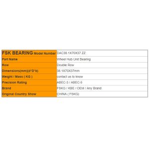 Customized DAC38.1X70X37 ZZ Automobile Wheel Hub Bearing Gcr15 Material