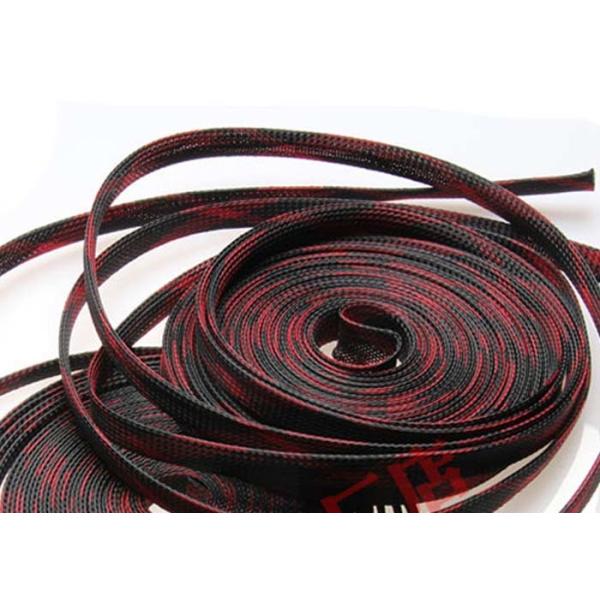 Black Flame Proof PET Expandable Braided Sleeving Wear Resistant For Cable