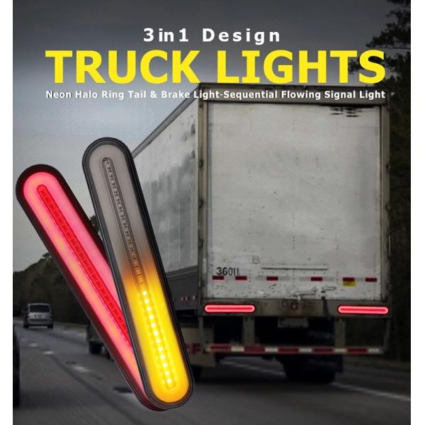 2835 100SMD Red Amber Truck Tail Lights , 400lm Waterproof Trailer Lights