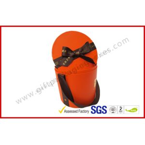 Round Luxury Gift Boxes / PVC Lamination Ribbon Gift Cylinder