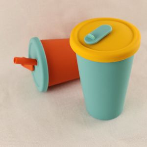 Travel Camp Collapsible Silicone Coffee Cup 350ml With Straw Lid