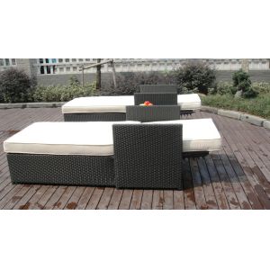 Adjustable Resin Wicker Lounge Chair Set , Beach Chaise Lounge