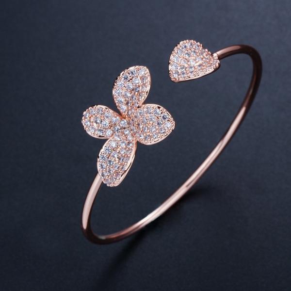 Fashion Flower Bracelet Shining CZ Crystal Bracelet CZ Bracelets Woman Bangle for Women Wedding Party Jewelry