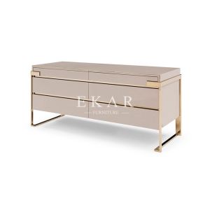 Wooden High Gloss Metal Frame 6 Drawer Chest