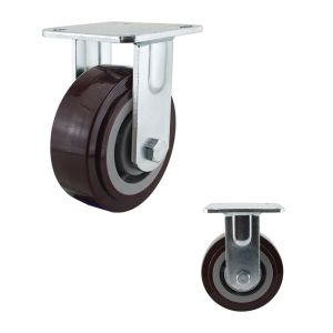 Red 230kg PU Fixed Plate 125mm Heavy Duty Casters
