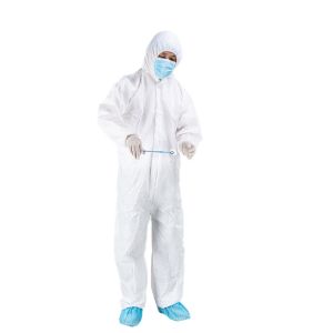 White Disposable Protective Gown Dustproof Anti Droplet Suit Medical Coverall