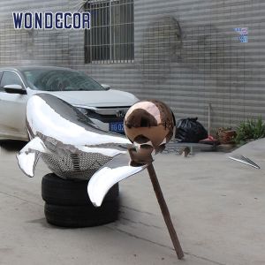 Large Abstract Animal Stainless Steel Outdoor Art Whale