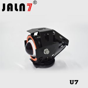 Motorcycle Headlight Led JALN7 U7 15W Fog Driving Running Light with Angel Eyes