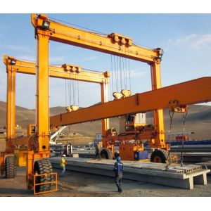 Double Girder Electric Tire Mobile Gantry Cranes Synchronized And Coordinated