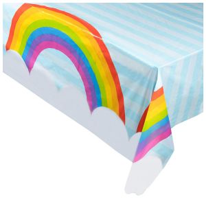 Rectangular Rainbow Printed Disposable Table Covers For Christmas / Birthday