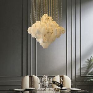 Hexagonal Shape Marble Ceiling Light White Modern Pendant Light 3000K