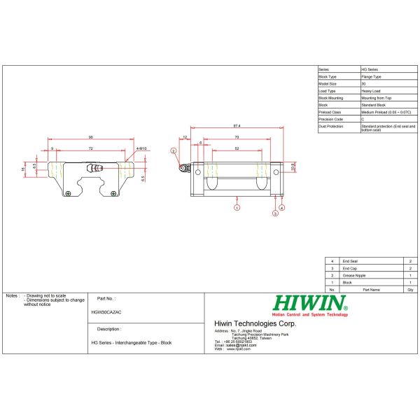 HIWIN HGW30CC Linear Guideway 30mm Sliding Rail System Linear Motion Guide Rail