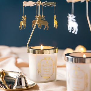 Wood Wick Soy Wax Home Scented Candles Frosted White Glass Jars Candle Holder